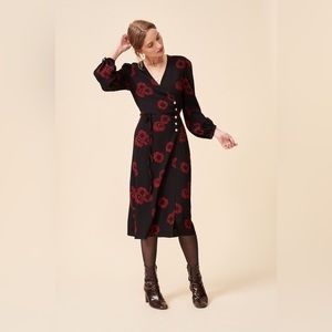 Rouje Paris // Gabin Wrap Dress in Anemone (size 38)